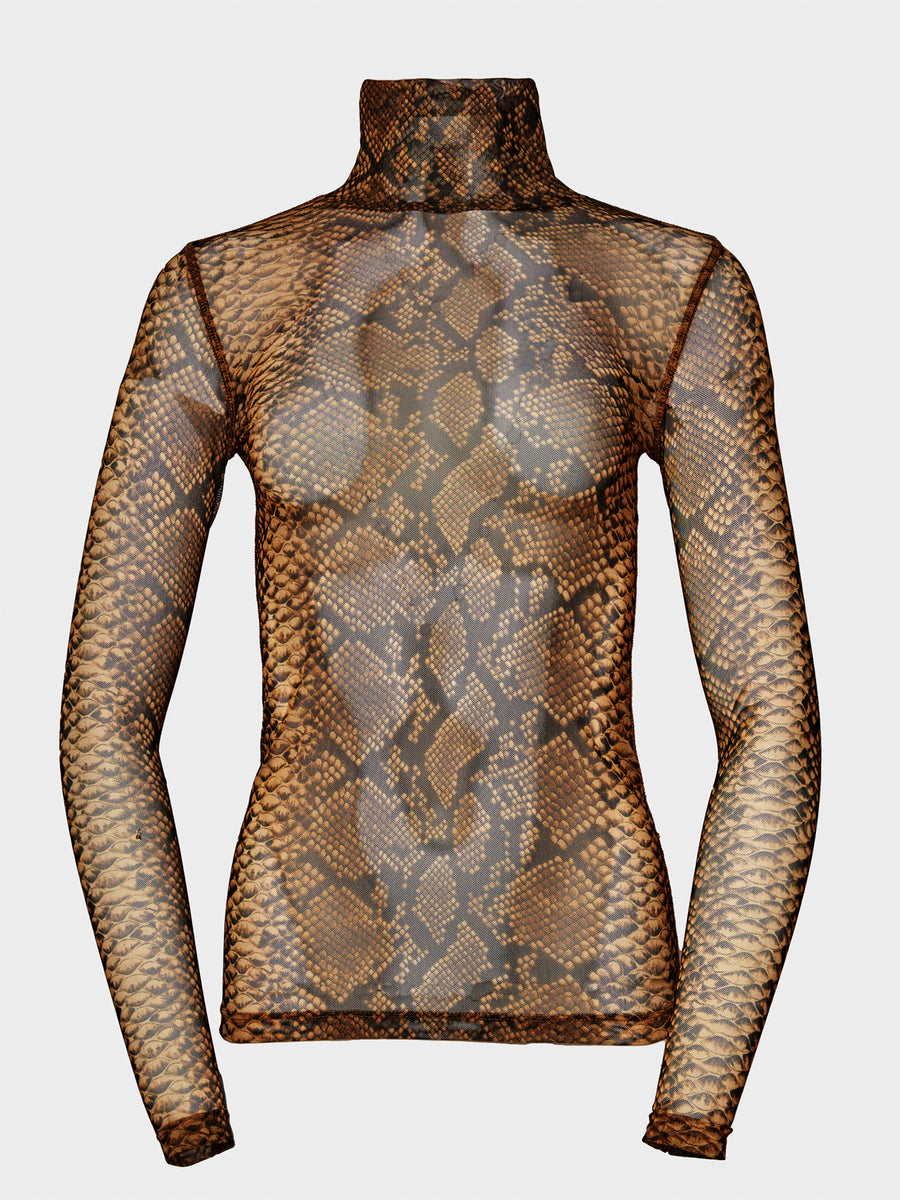 Snake print turtleneck top top