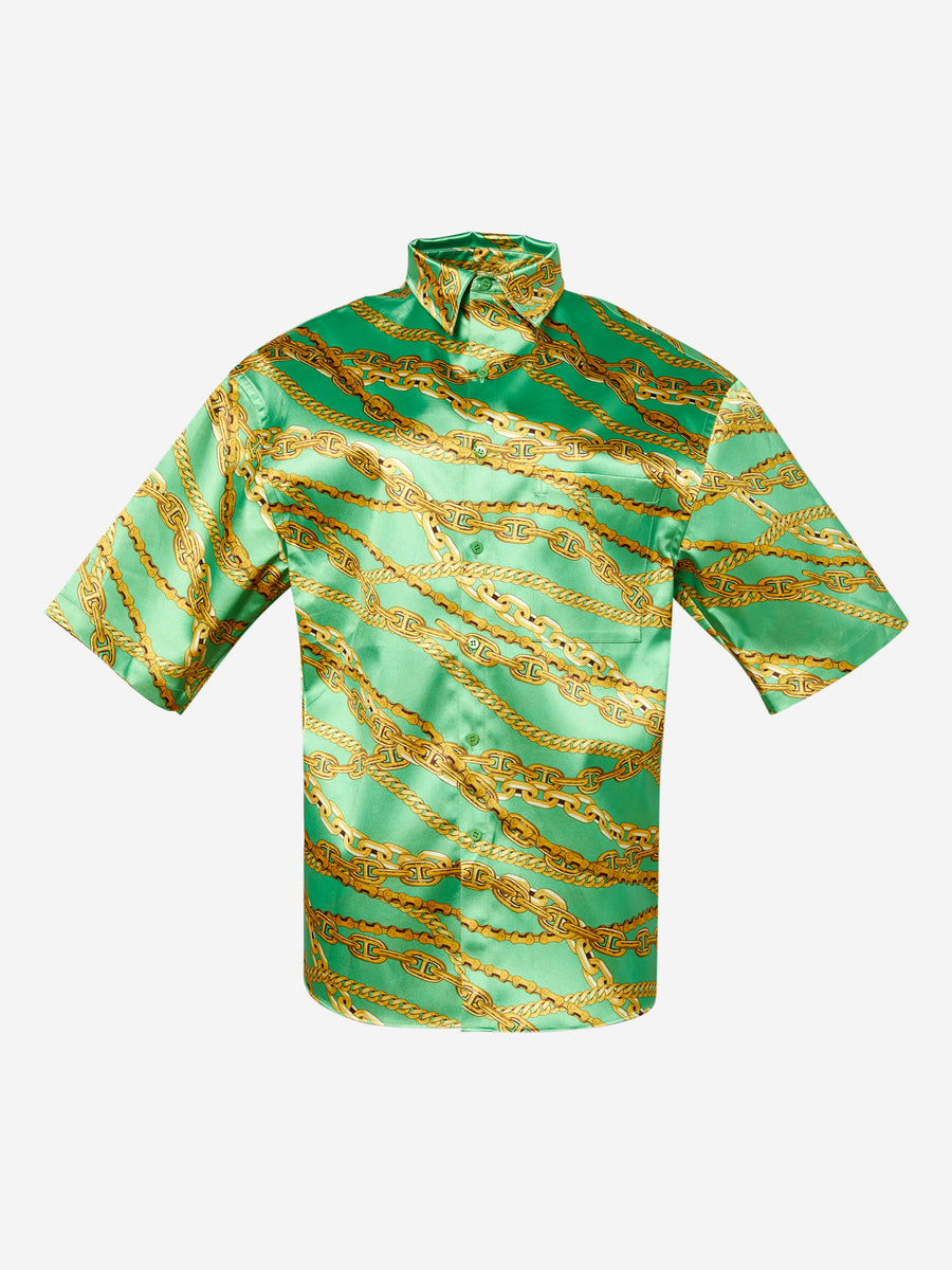 BALENCIAGA GREEN GOLD CHAIN BOXY SHIRT AFTERLIFE MODE