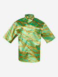 BALENCIAGA GREEN GOLD CHAIN BOXY SHIRT