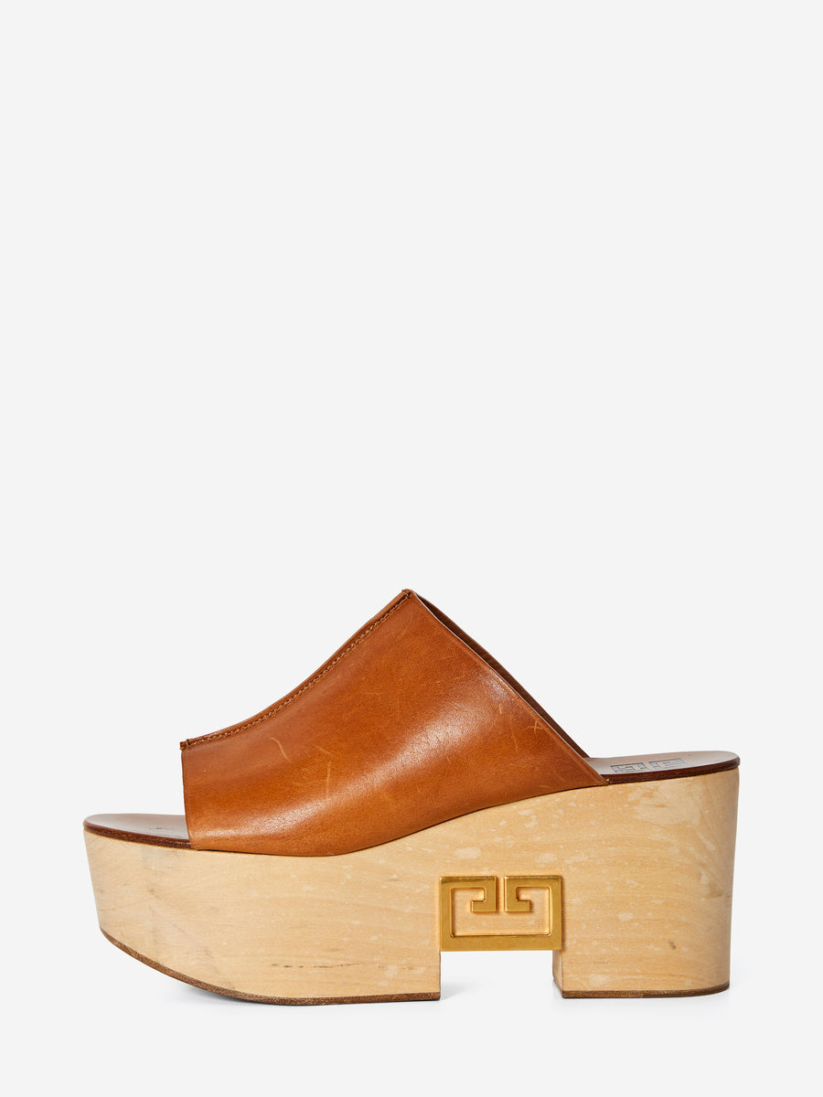GIVENCHY LOGO PLATFORM LEATHER MULES AFTERLIFE MODE