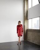 SAINT LAURENT RED SEQUIN MINI DRESS