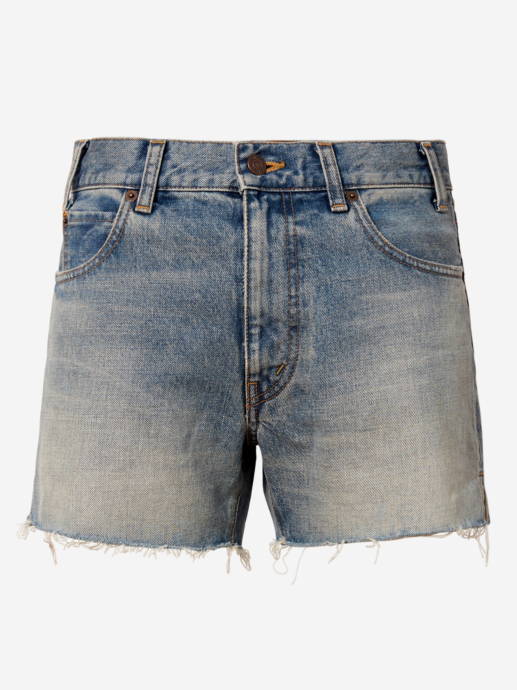 【関税込・国内発送】CELINE Triomphe Embroidered Denim Shorts Celine blue denim shorts for women made of cotton 180324